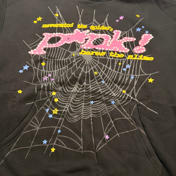 Sp5der OG P*NK Hoodie Black Size Large Men’s Streetwear - Picture 4 of 6
